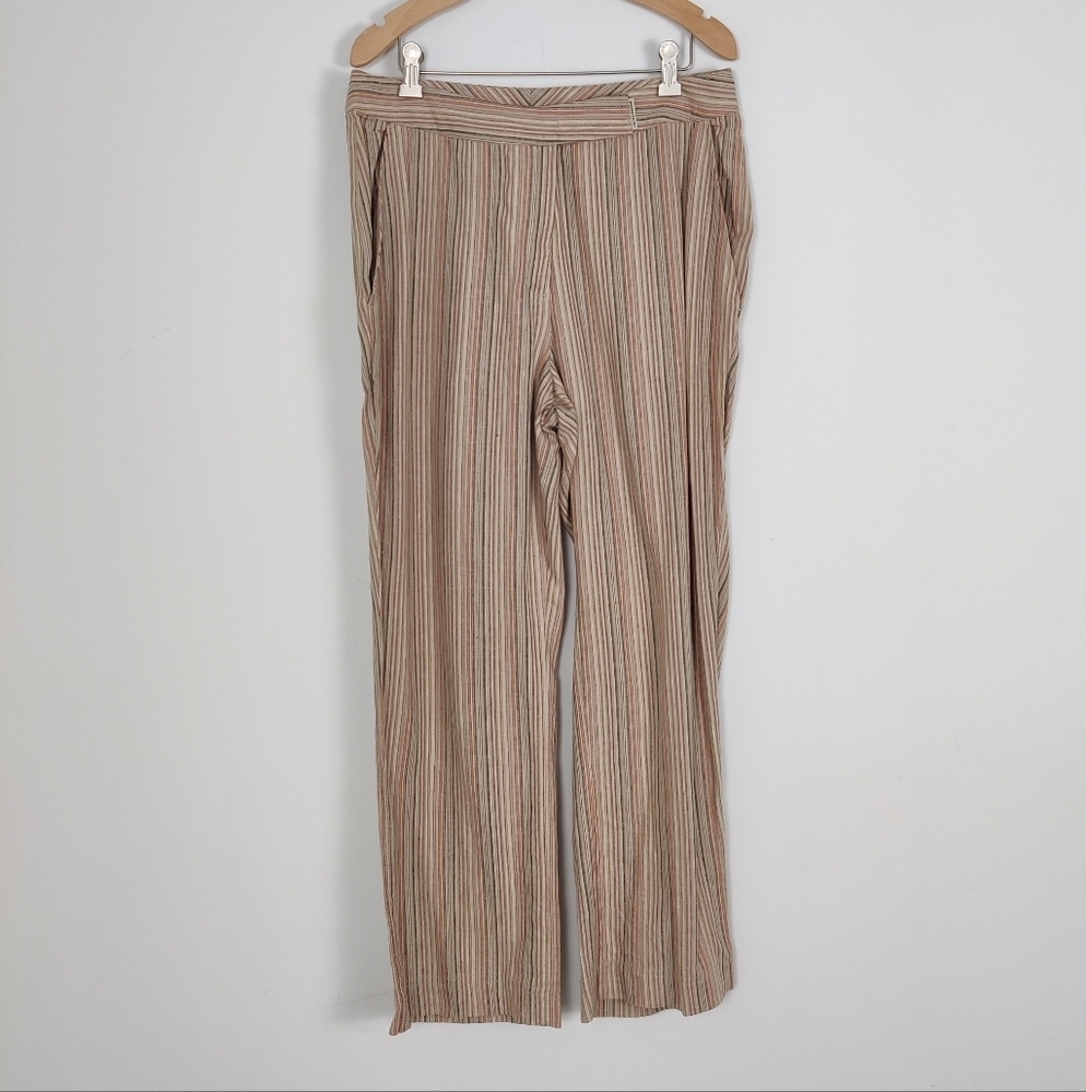 Exofficio Women's Linen Blend Striped Pants Size 10 Bohemian Cottagecore